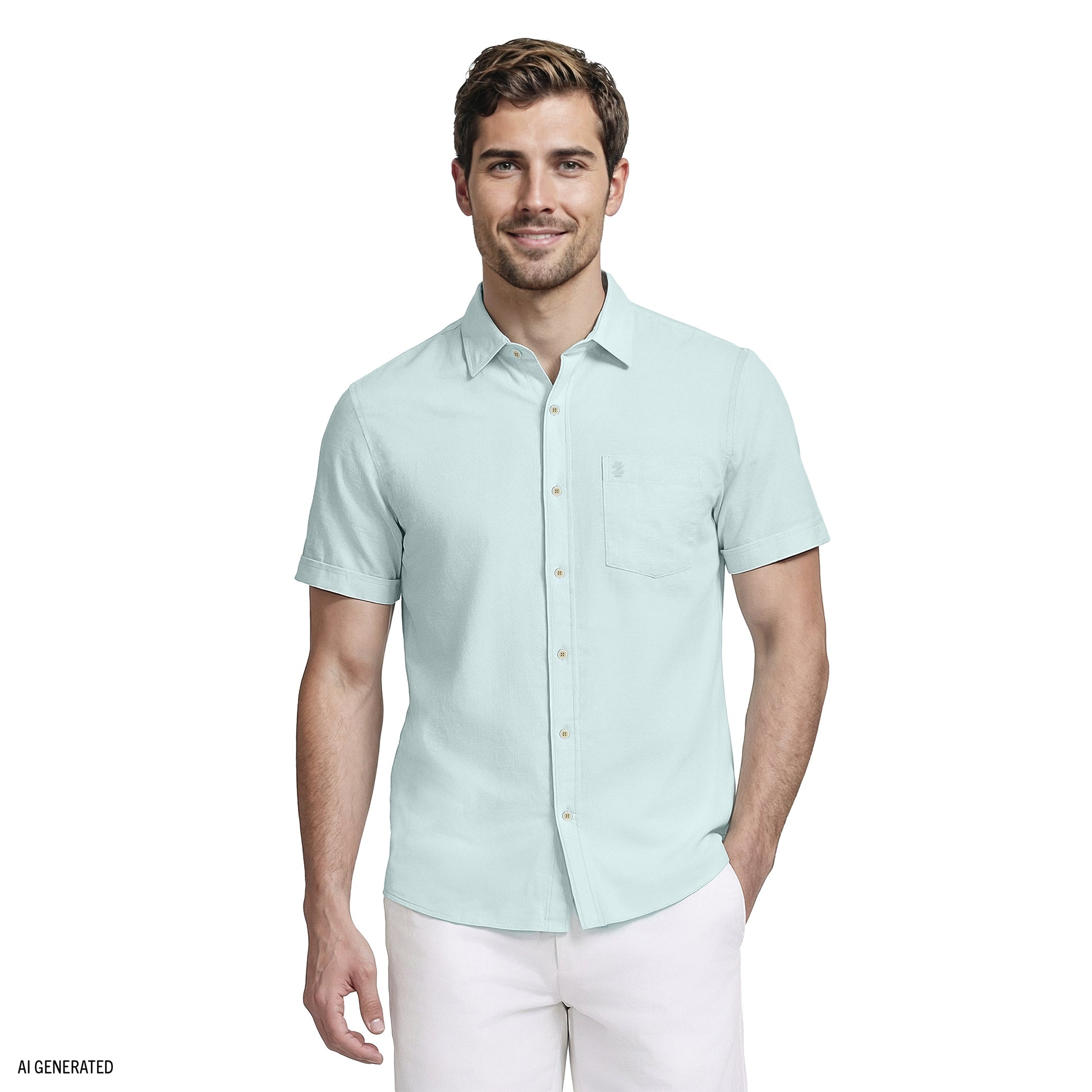 Izod LUXURY S/S BUTTON-DOWN SHIRT - WASABI