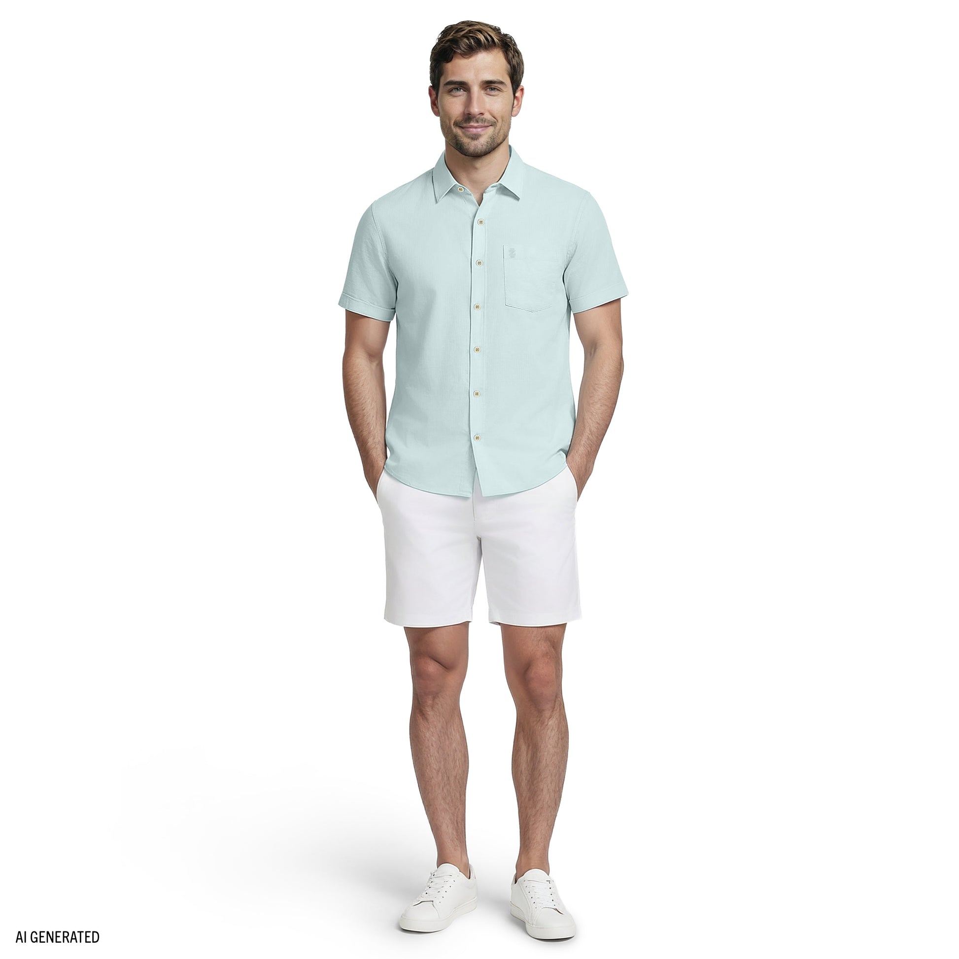 Izod LUXURY S/S BUTTON-DOWN SHIRT - WASABI