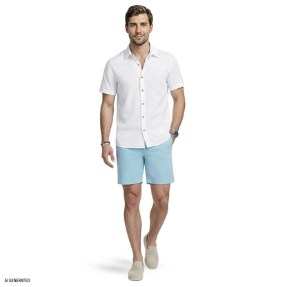 Izod LUXURY S/S BUTTON-DOWN SHIRT - BRIGHT WHITE
