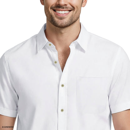 Izod LUXURY S/S BUTTON-DOWN SHIRT - BRIGHT WHITE