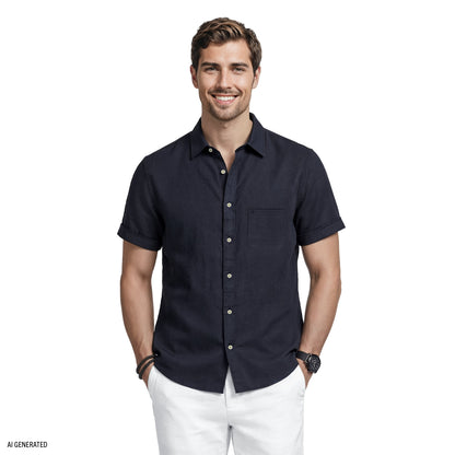 Izod LUXURY S/S BUTTON-DOWN SHIRT - BLACK