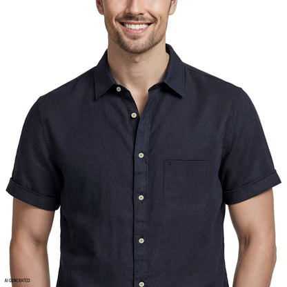 Izod LUXURY S/S BUTTON-DOWN SHIRT - BLACK
