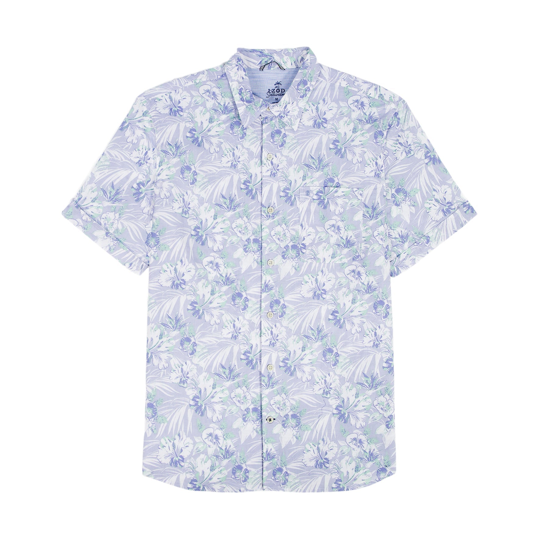 Izod DOCKSIDE CHAMBRAY S/S PRINTED BUTTON-DOWN SHIRT - CHAMBRAY BLUE