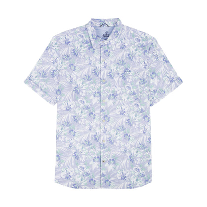 Izod DOCKSIDE CHAMBRAY S/S PRINTED BUTTON-DOWN SHIRT - CHAMBRAY BLUE