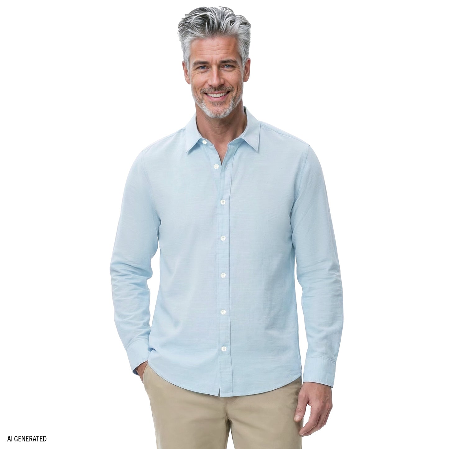 Izod LUXURY SPORT L/S BUTTON-DOWN SHIRT - MILKY BLUE