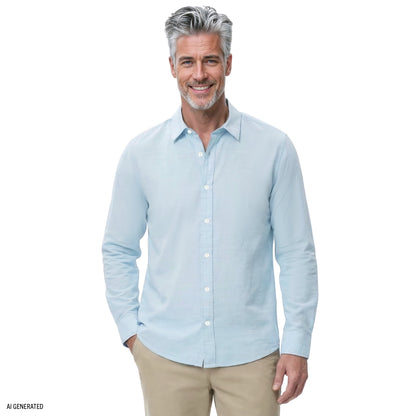 Izod LUXURY SPORT L/S BUTTON-DOWN SHIRT - MILKY BLUE
