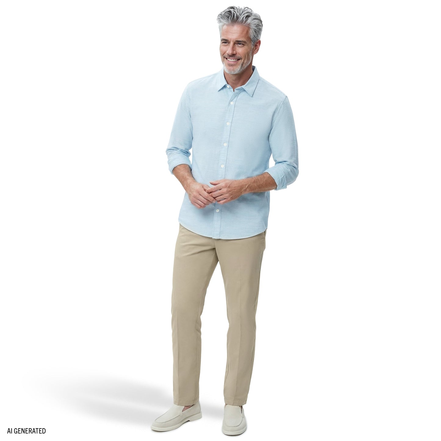 Izod LUXURY SPORT L/S BUTTON-DOWN SHIRT - MILKY BLUE