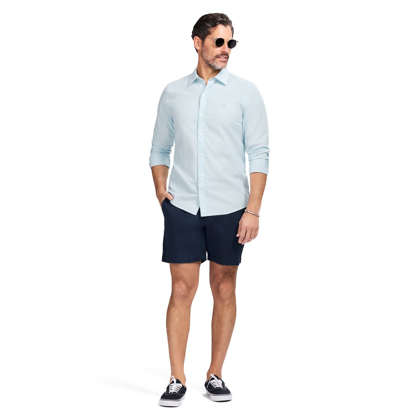 Izod LUXURY SPORT L/S BUTTON-DOWN SHIRT - TANAGER TURQUOISE