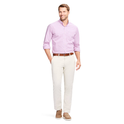 Izod PERFORMANCE COMFORT L/S BUTTON-DOWN SHIRT - PINK LEMONADE