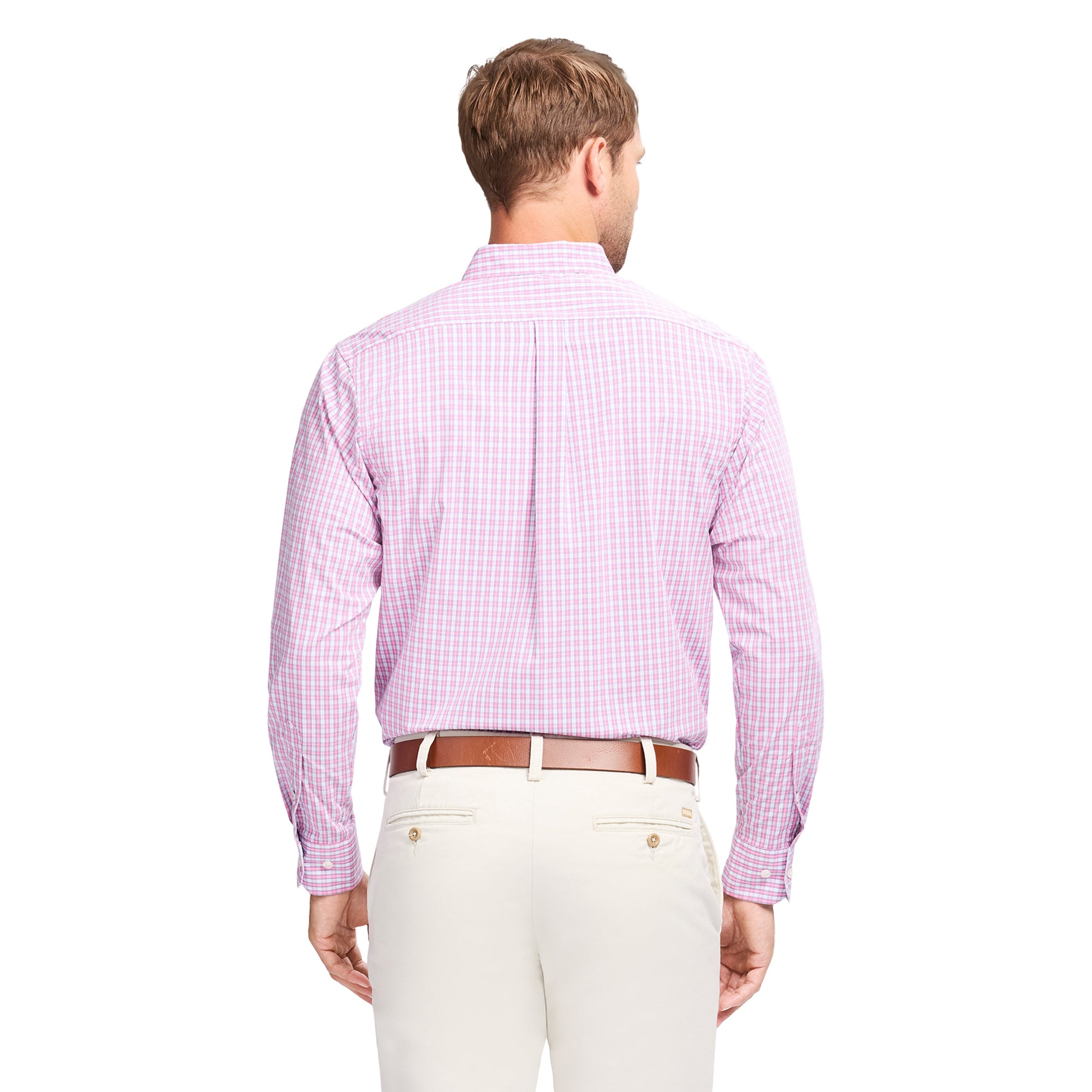 Izod PERFORMANCE COMFORT L/S BUTTON-DOWN SHIRT - PINK LEMONADE