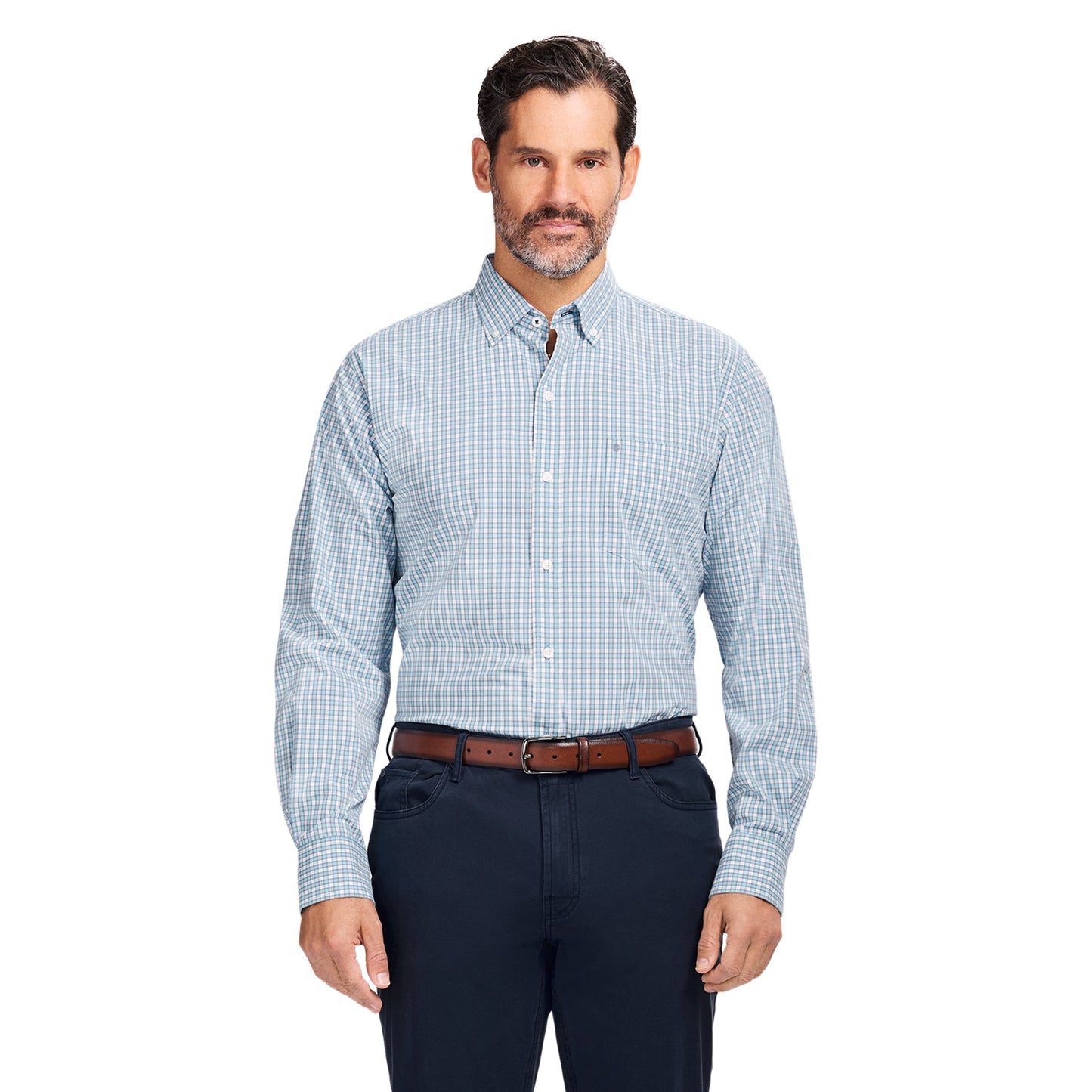 Izod PERFORMANCE COMFORT L/S BUTTON-DOWN SHIRT - MILKY BLUE