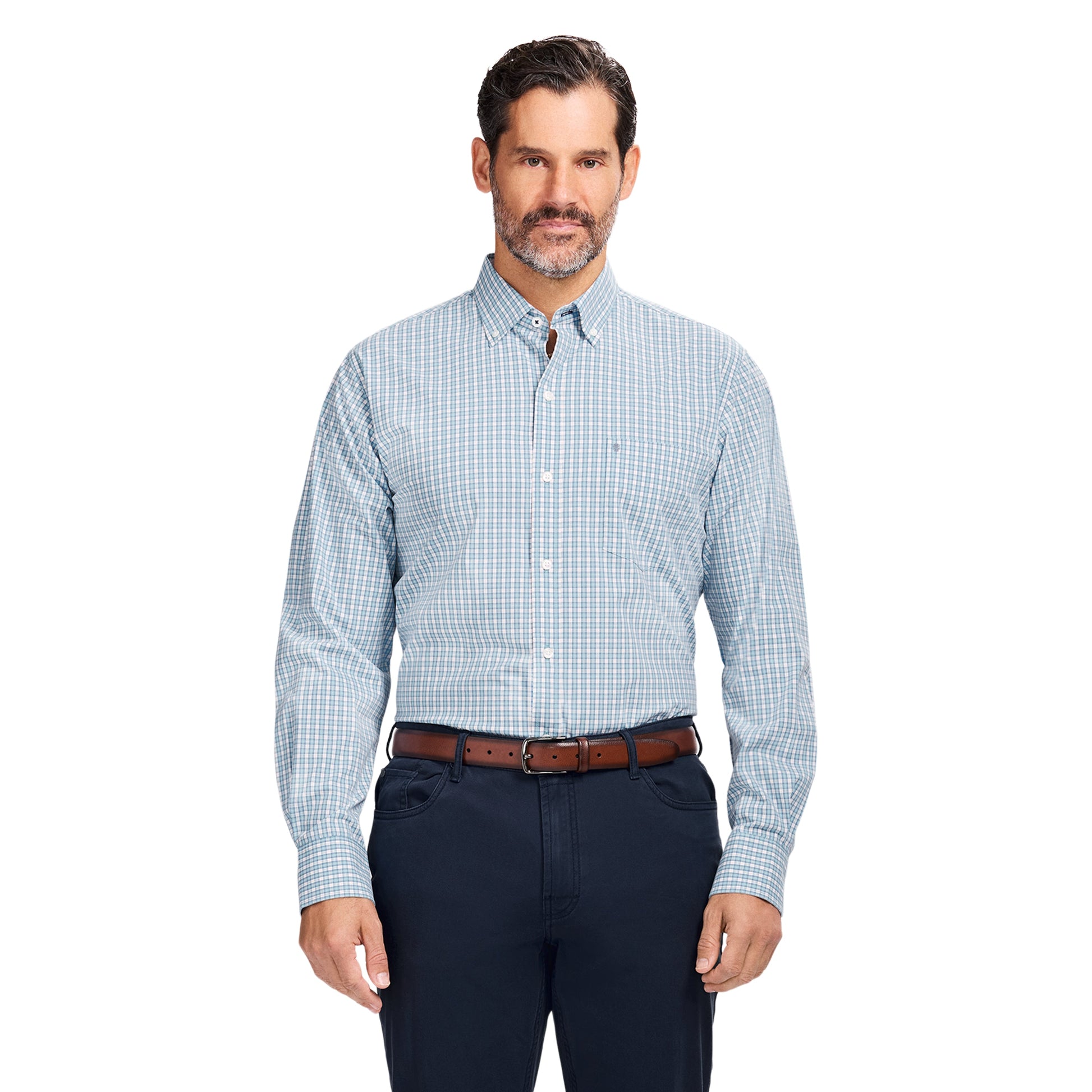 Izod PERFORMANCE COMFORT L/S BUTTON-DOWN SHIRT - MILKY BLUE