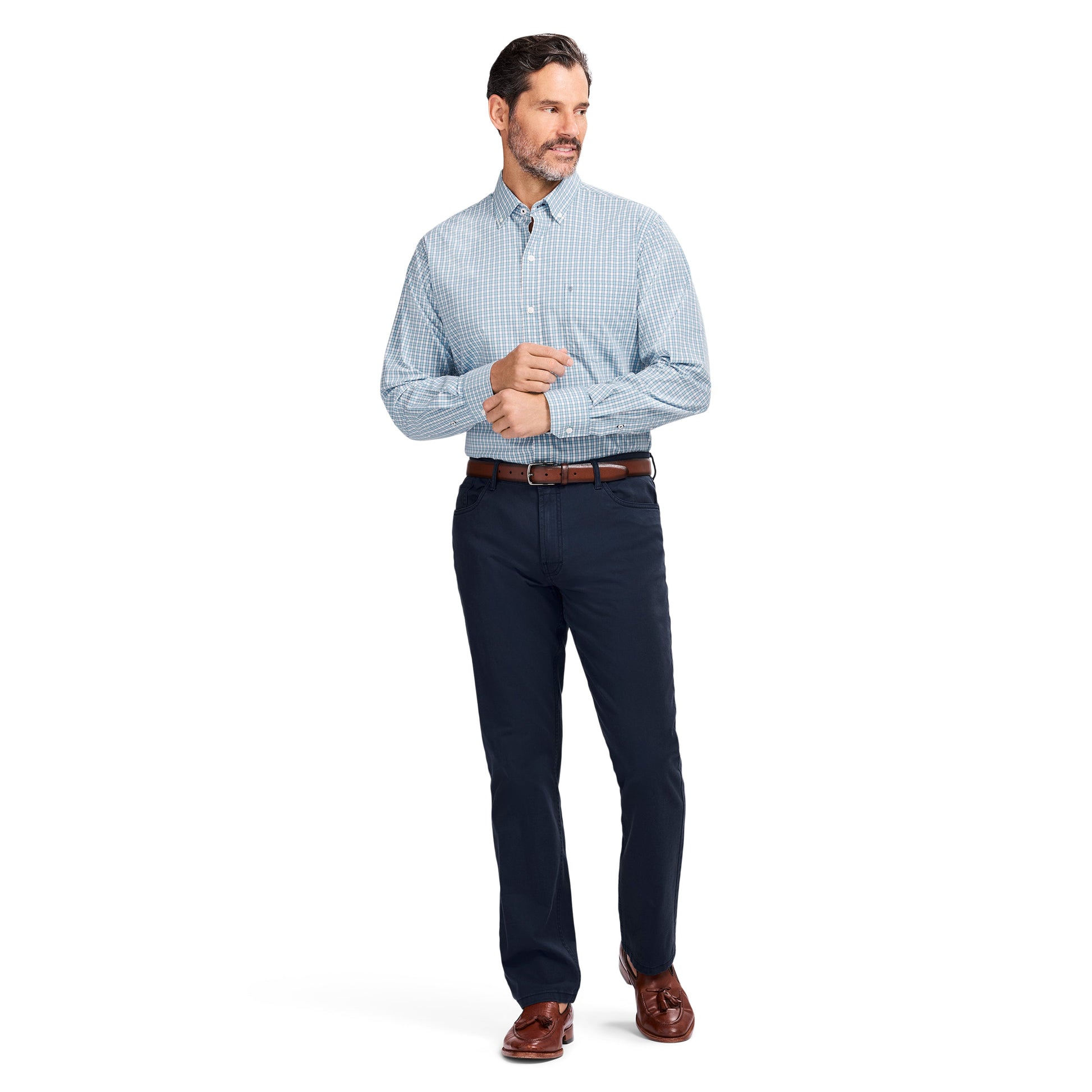 Izod PERFORMANCE COMFORT L/S BUTTON-DOWN SHIRT - MILKY BLUE