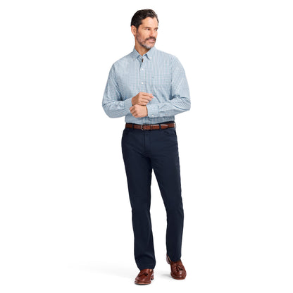 Izod PERFORMANCE COMFORT L/S BUTTON-DOWN SHIRT - MILKY BLUE