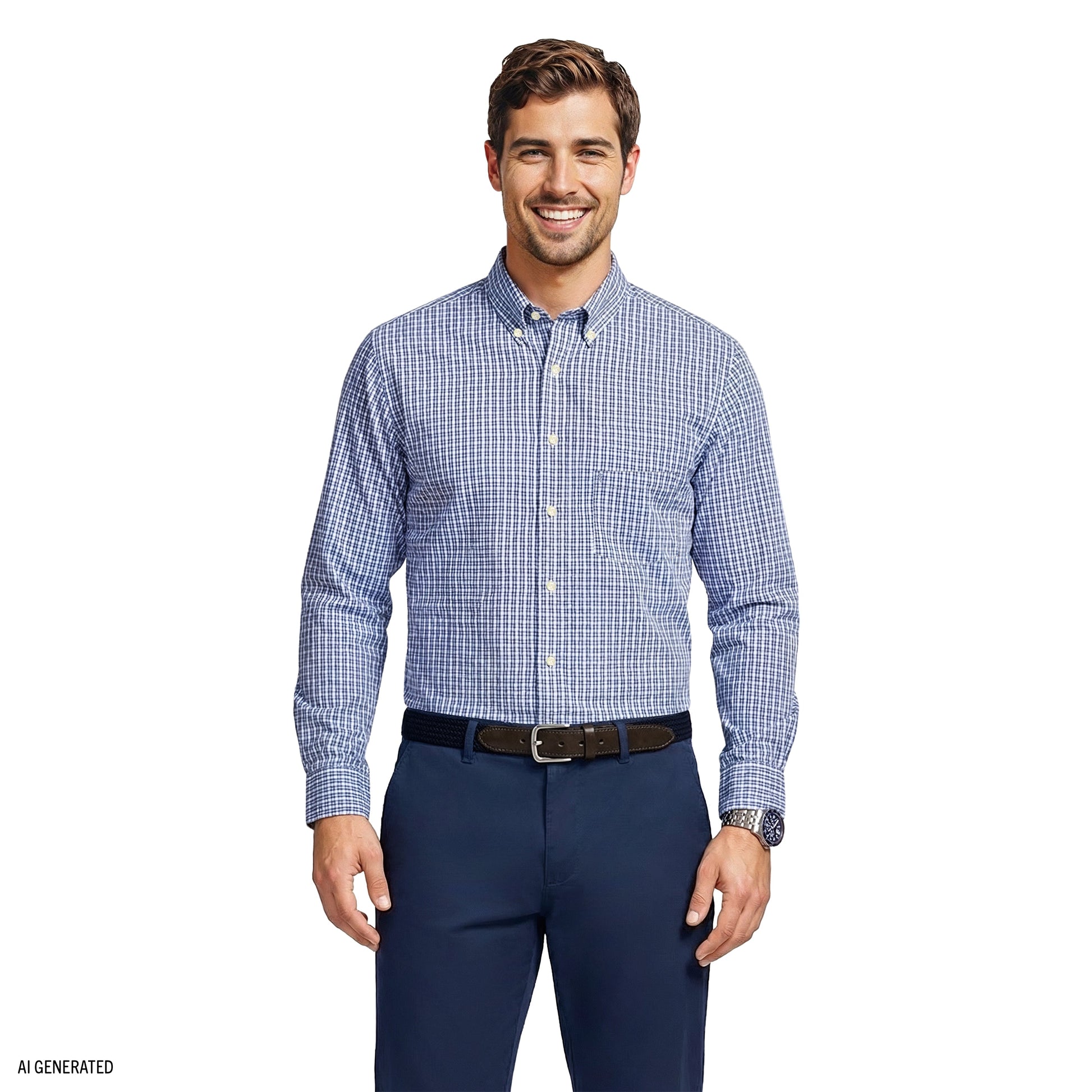 Izod PERFORMANCE COMFORT L/S BUTTON-DOWN SHIRT - REGATTA
