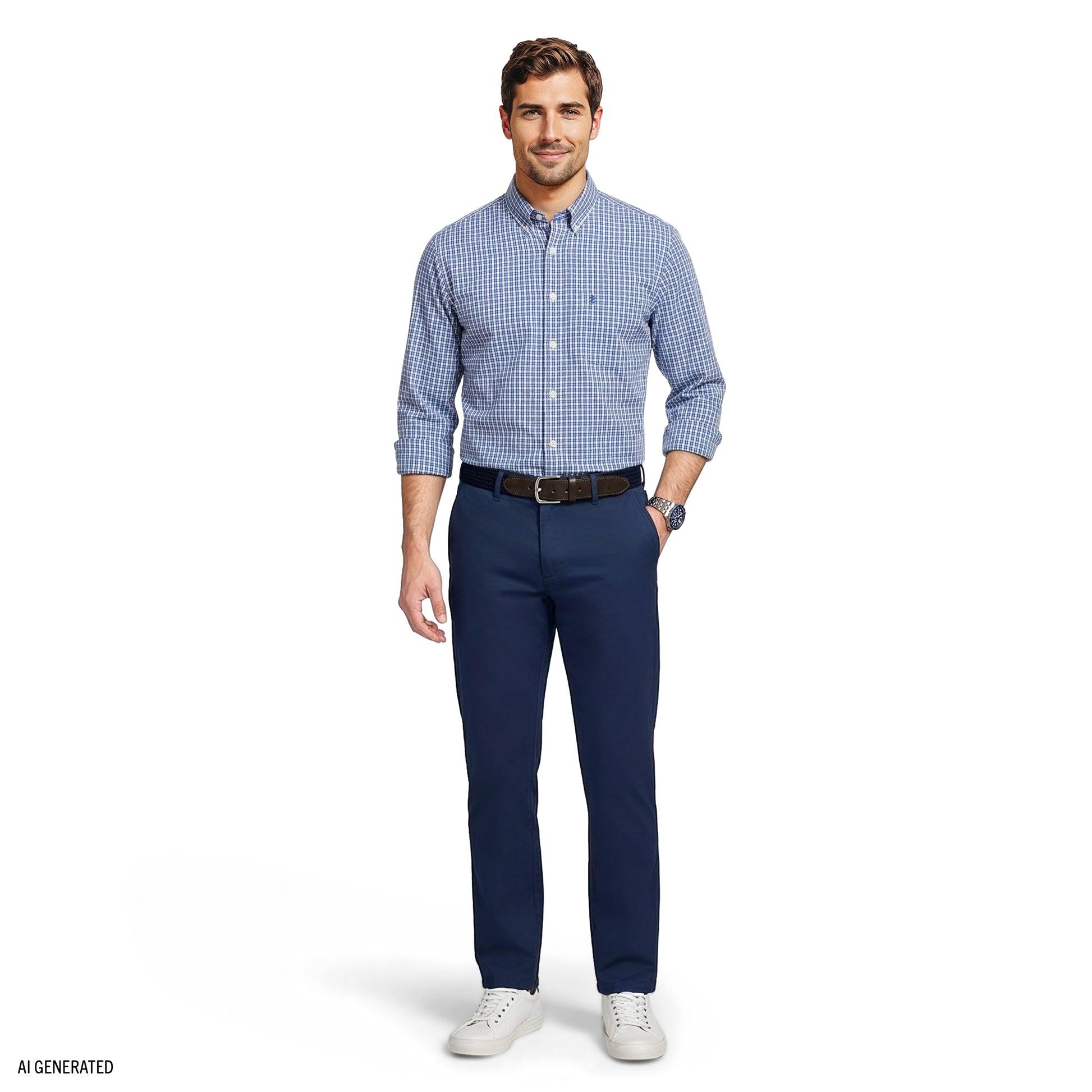 Izod PERFORMANCE COMFORT L/S BUTTON-DOWN SHIRT - REGATTA