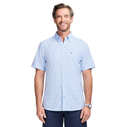 Izod BREEZE S/S PRINTED BUTTON-DOWN SHIRT - CORNFLOWER BLUE