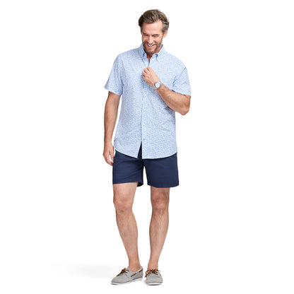 Izod BREEZE S/S PRINTED BUTTON-DOWN SHIRT - CORNFLOWER BLUE