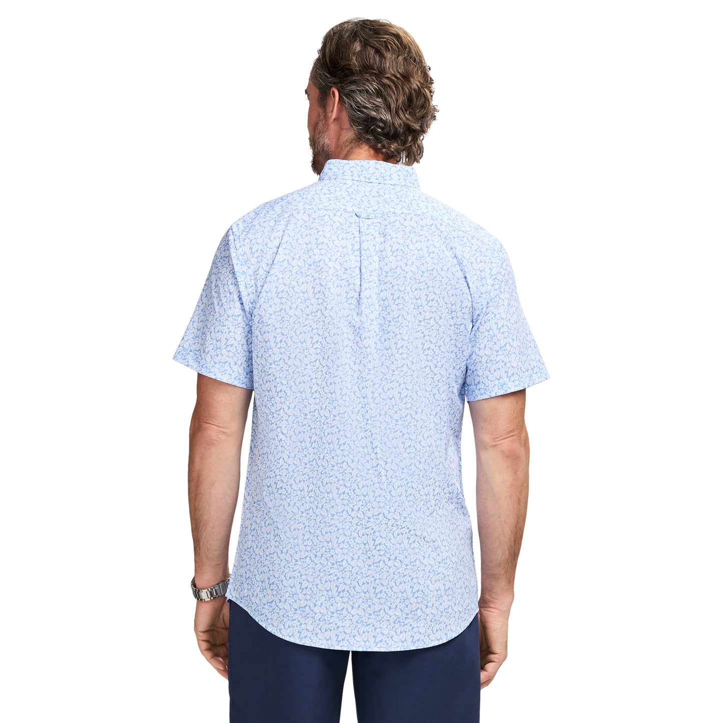 Izod BREEZE S/S PRINTED BUTTON-DOWN SHIRT - CORNFLOWER BLUE