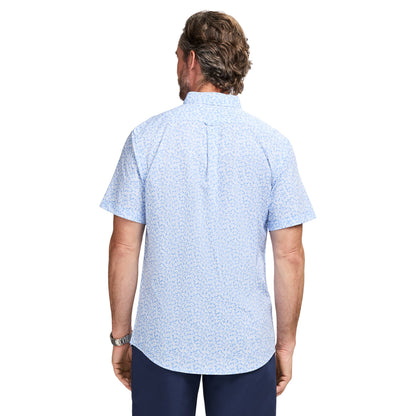 Izod BREEZE S/S PRINTED BUTTON-DOWN SHIRT - CORNFLOWER BLUE