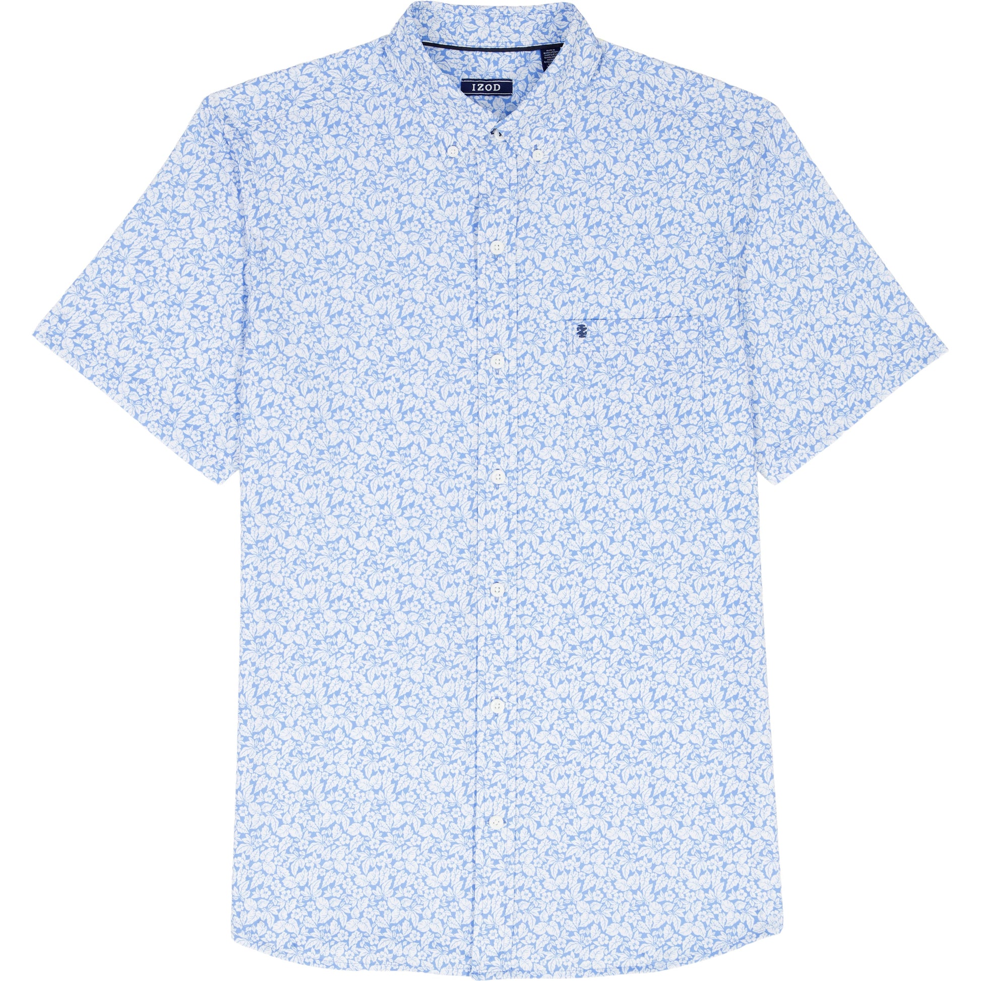 Izod BREEZE S/S PRINTED BUTTON-DOWN SHIRT - CORNFLOWER BLUE