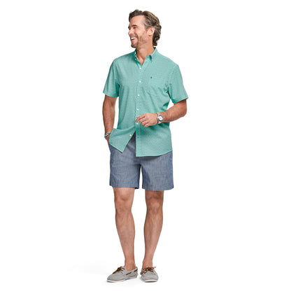 Izod BREEZE S/S PRINTED BUTTON-DOWN SHIRT - CABBAGE
