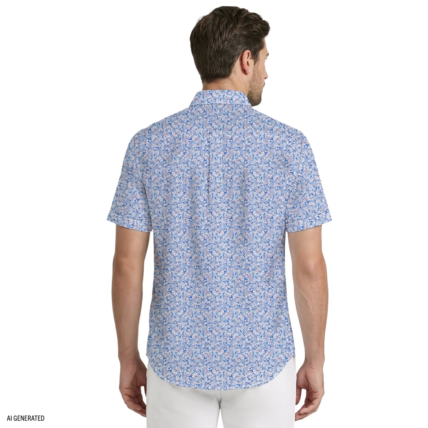 Izod BREEZE S/S PRINTED BUTTON-DOWN SHIRT - REGATTA