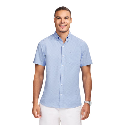 Izod BREEZE S/S PRINTED BUTTON-DOWN SHIRT - CORNFLOWER BLUE