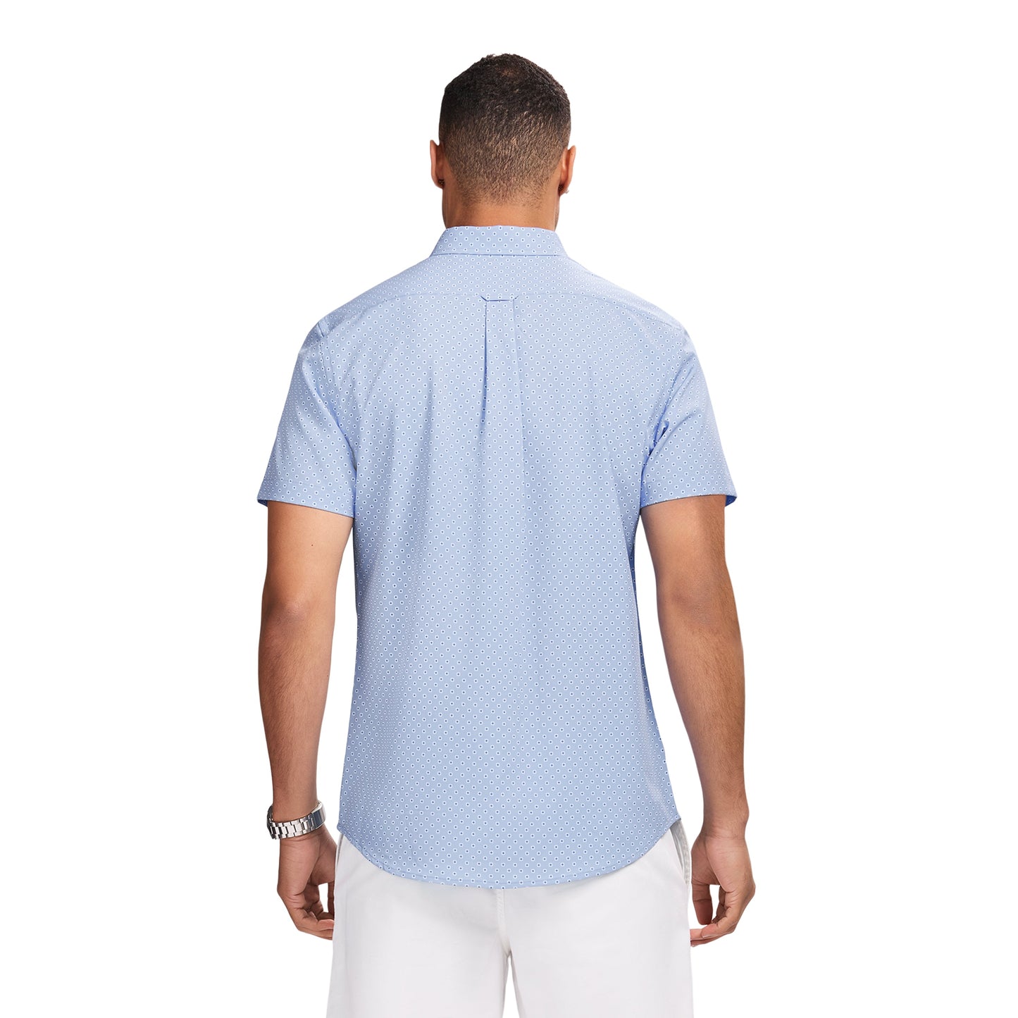 Izod BREEZE S/S PRINTED BUTTON-DOWN SHIRT - CORNFLOWER BLUE