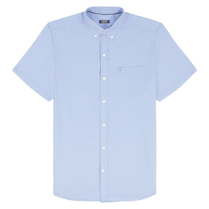 Izod BREEZE S/S PRINTED BUTTON-DOWN SHIRT - CORNFLOWER BLUE