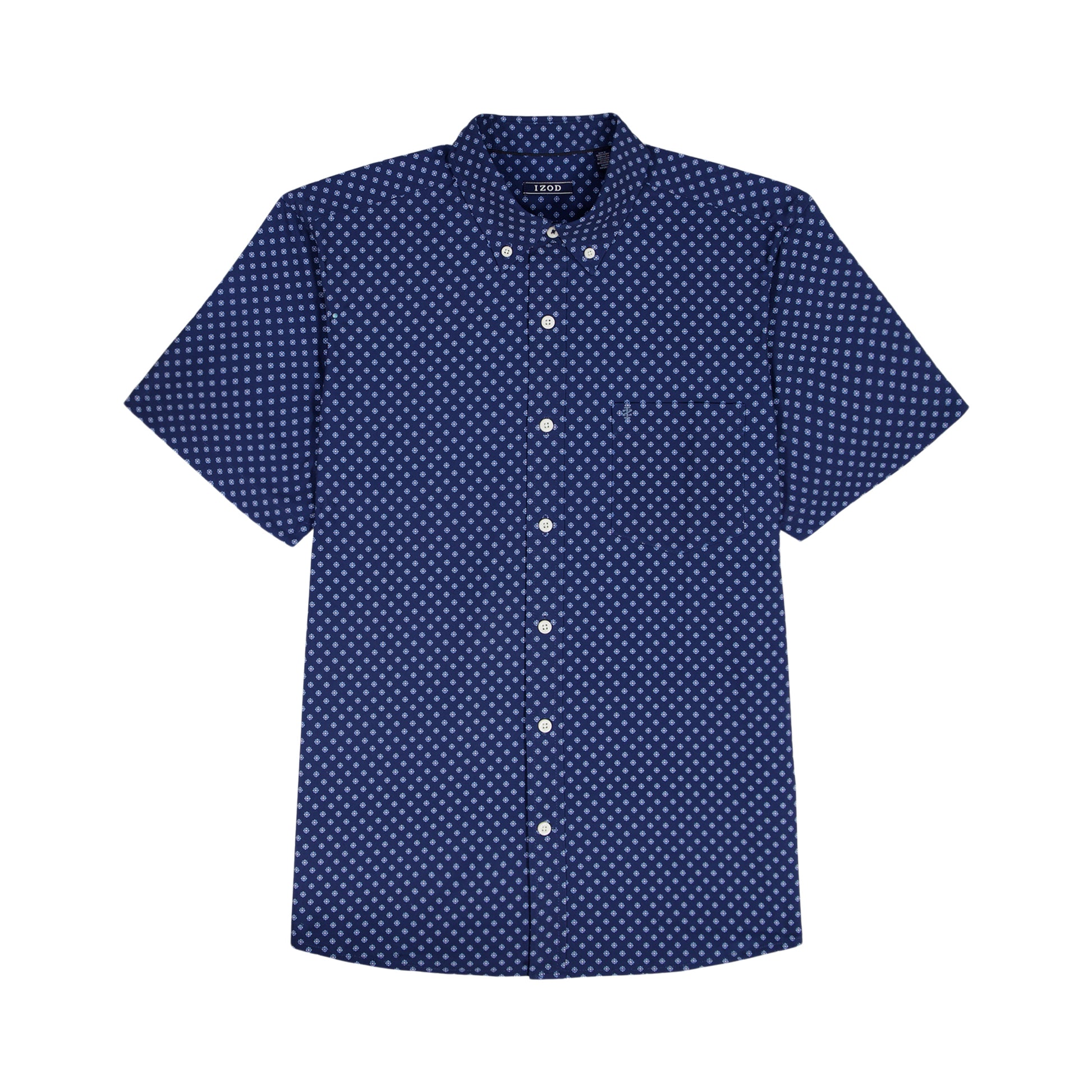 Izod BREEZE S/S PRINTED BUTTON-DOWN SHIRT - TWILIGHT BLUE