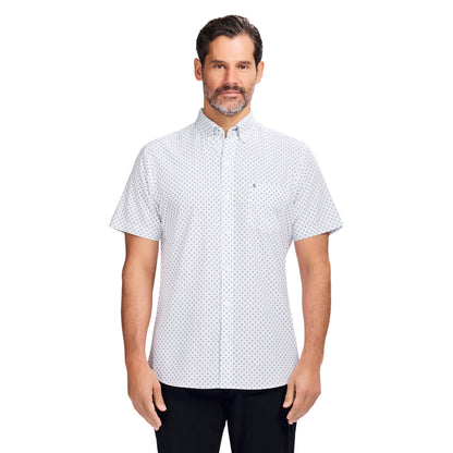 Izod BREEZE S/S PRINTED BUTTON-DOWN SHIRT - BRIGHT WHITE