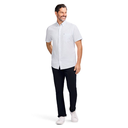 Izod BREEZE S/S PRINTED BUTTON-DOWN SHIRT - BRIGHT WHITE