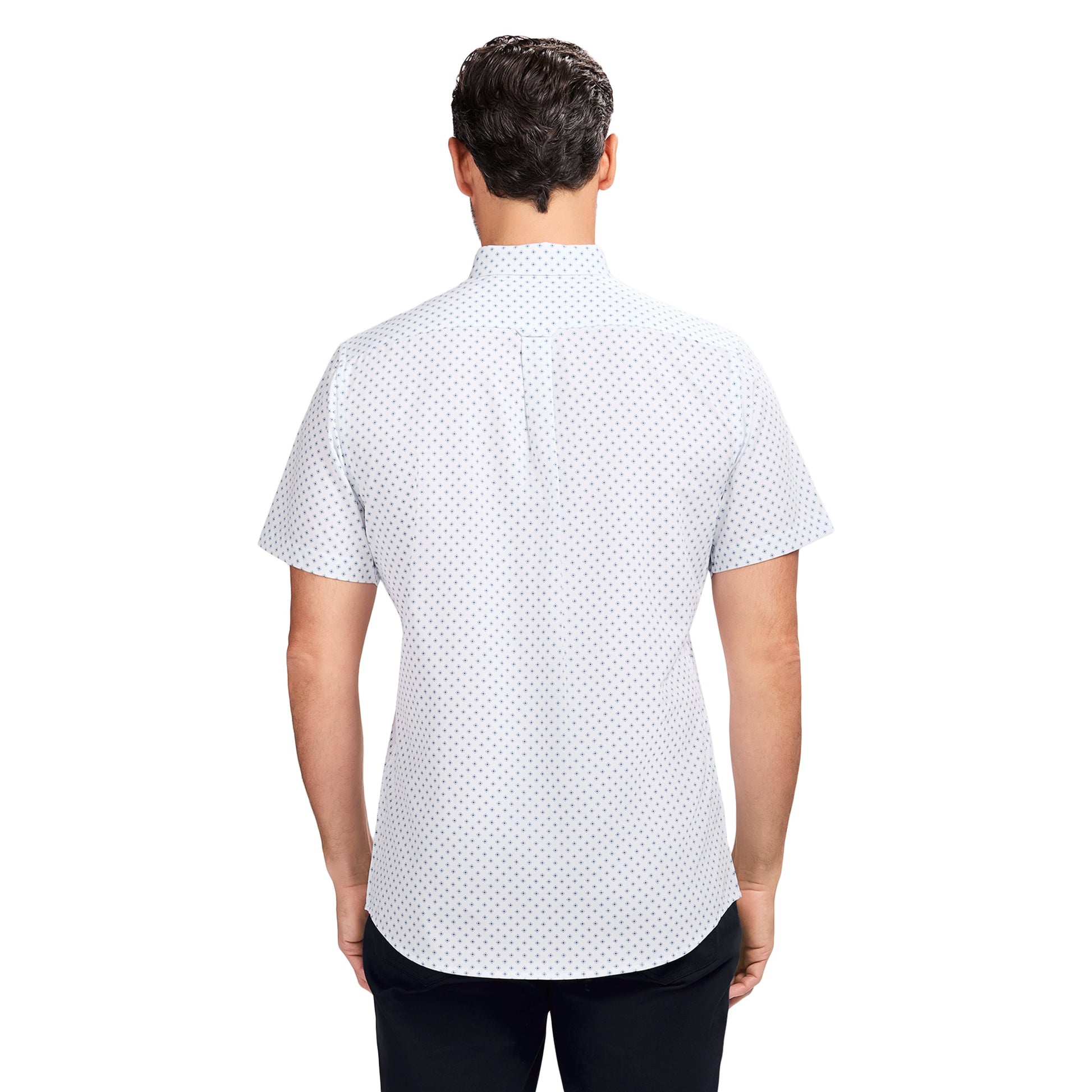 Izod BREEZE S/S PRINTED BUTTON-DOWN SHIRT - BRIGHT WHITE