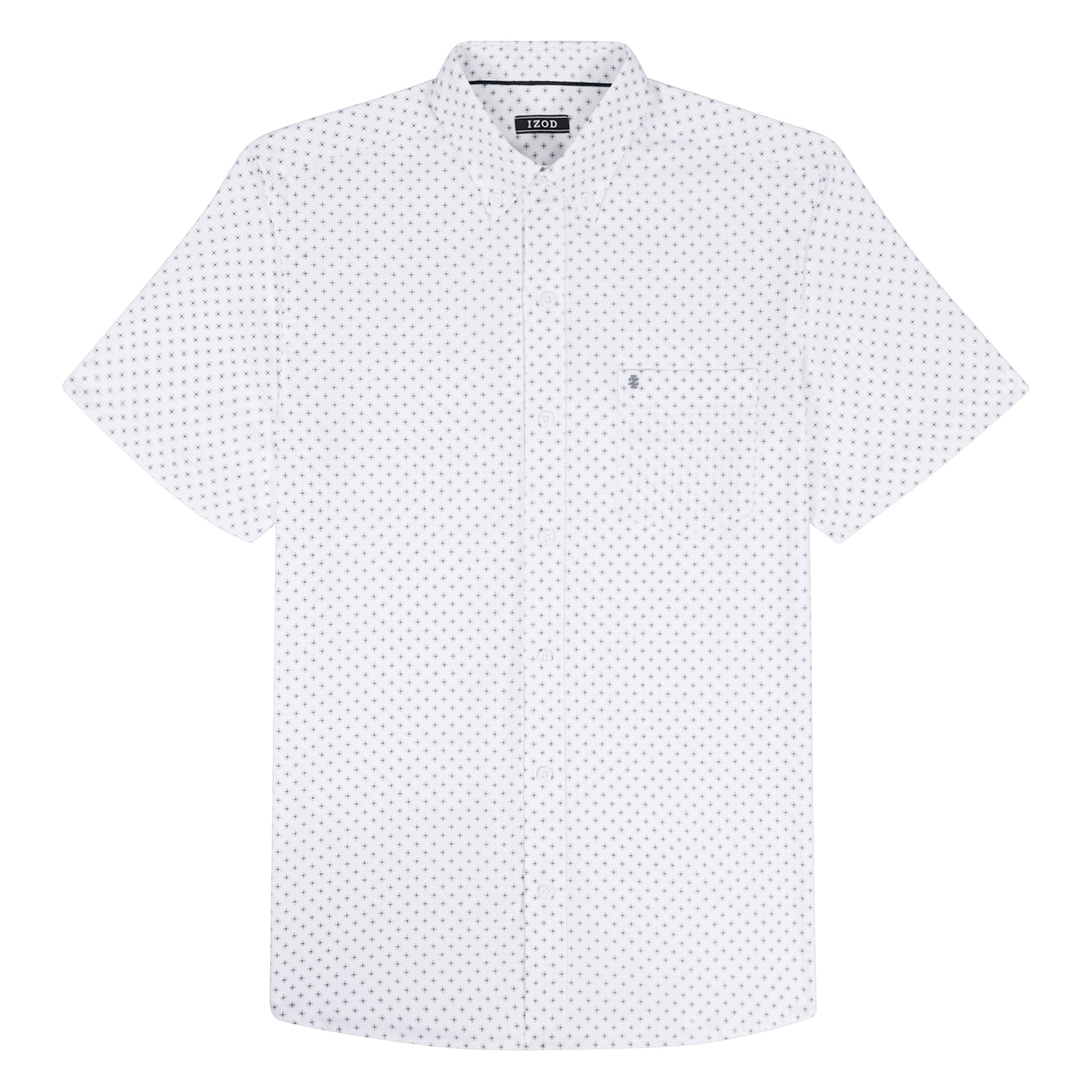 Izod BREEZE S/S PRINTED BUTTON-DOWN SHIRT - BRIGHT WHITE