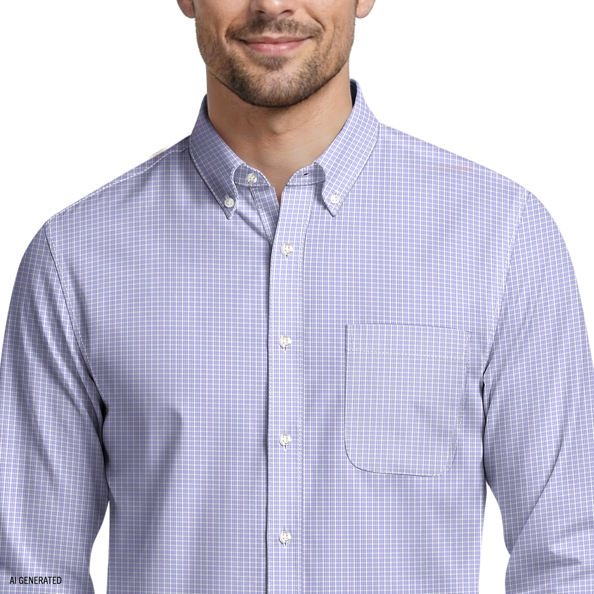Izod ALL-OVER STRETCH L/S PLAID BUTTON-DOWN DRESS SHIRT - DAHLIA PURPLE