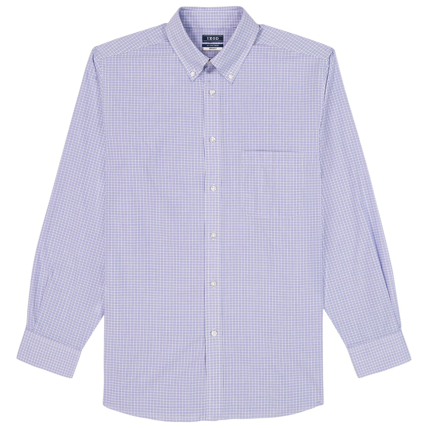 Izod ALL-OVER STRETCH L/S PLAID BUTTON-DOWN DRESS SHIRT - DAHLIA PURPLE