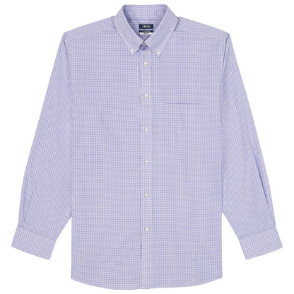 Izod ALL-OVER STRETCH L/S PLAID BUTTON-DOWN DRESS SHIRT - DAHLIA PURPLE