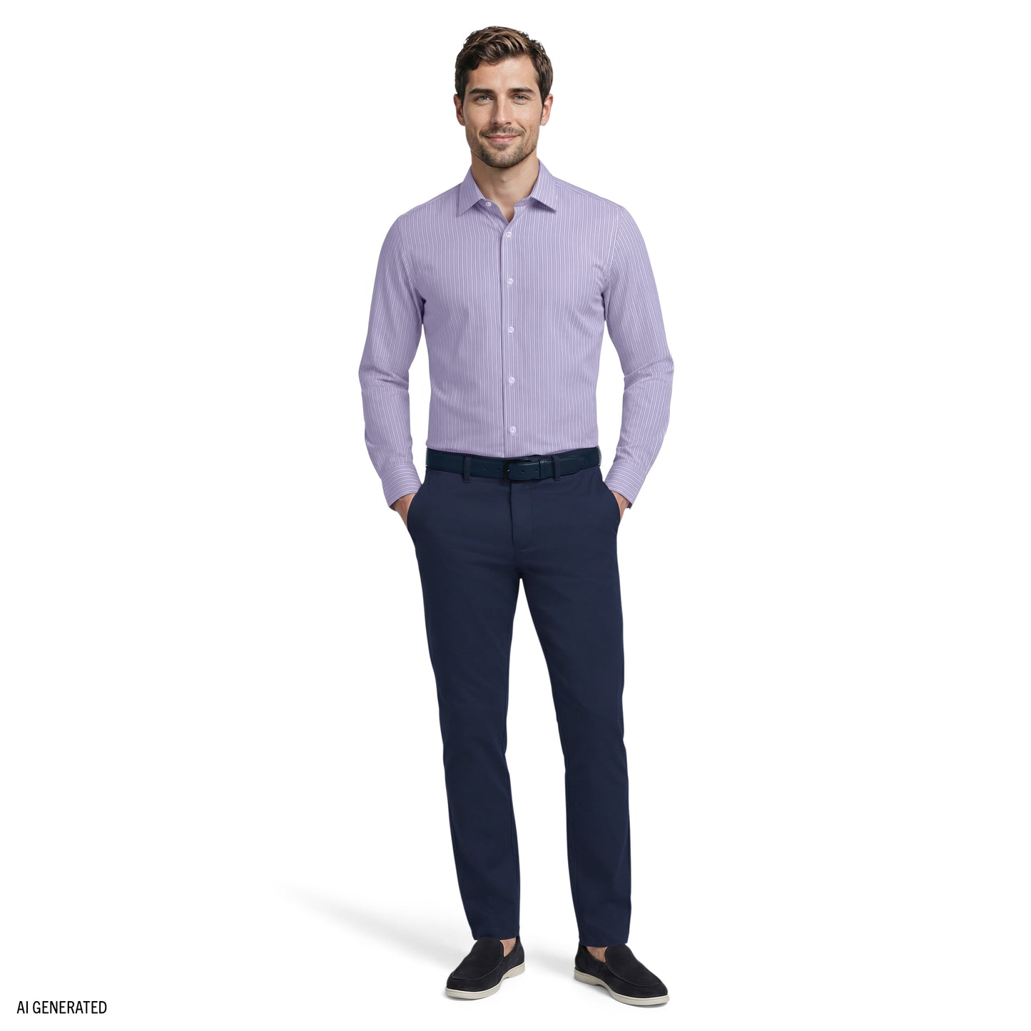 Izod ROYAL TEXTURE L/S BUTTON-DOWN DRESS SHIRT - GRAPE MIST