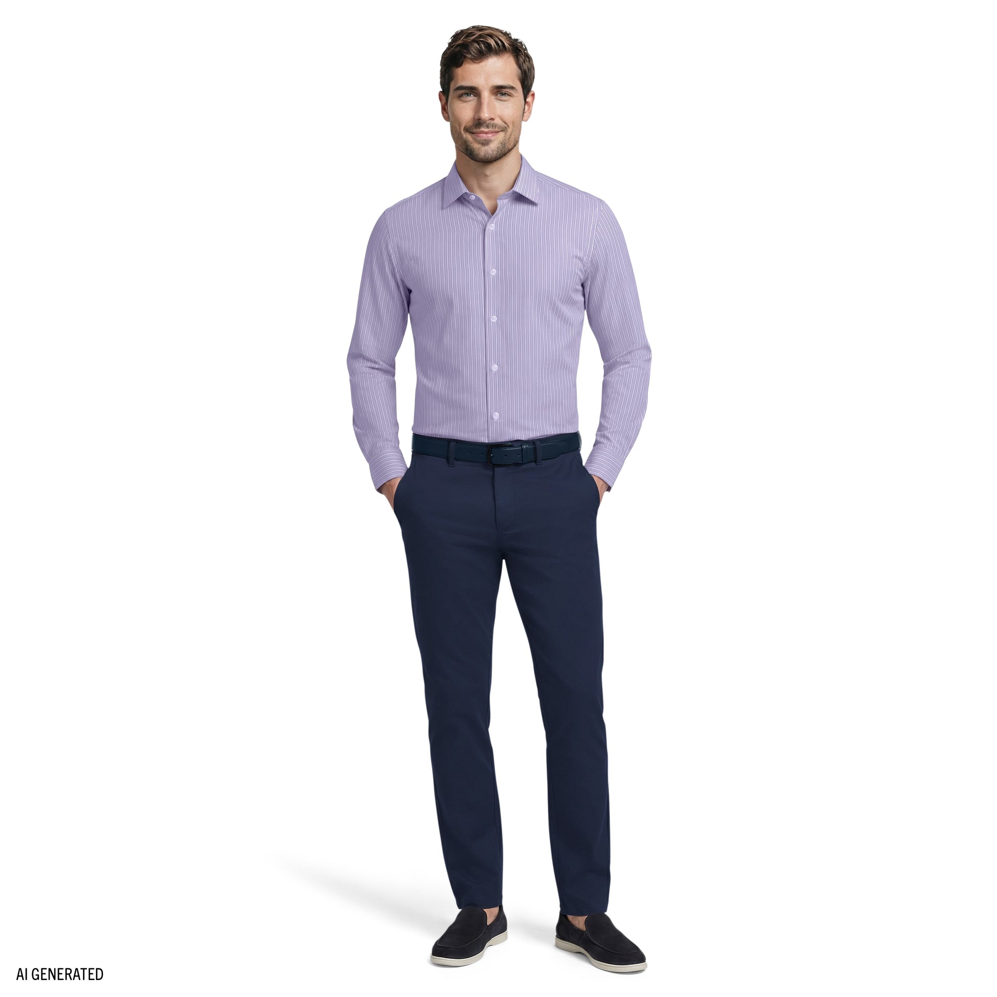 Izod ROYAL TEXTURE L/S BUTTON-DOWN DRESS SHIRT - GRAPE MIST