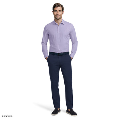 Izod ROYAL TEXTURE L/S BUTTON-DOWN DRESS SHIRT - GRAPE MIST