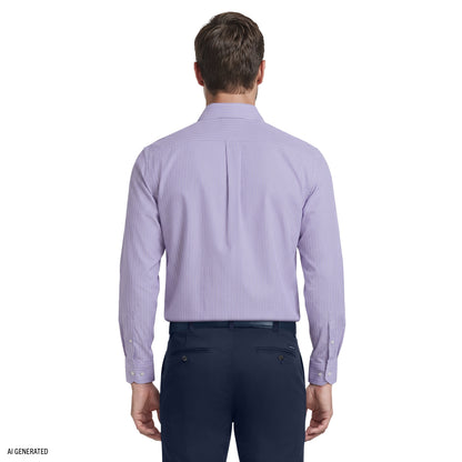 Izod ROYAL TEXTURE L/S BUTTON-DOWN DRESS SHIRT - GRAPE MIST