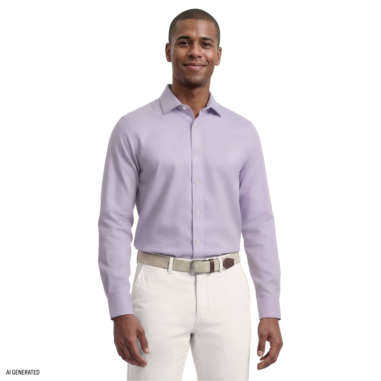 Izod ROYAL TEXTURE L/S BUTTON-DOWN DRESS SHIRT - PASTEL LILAC