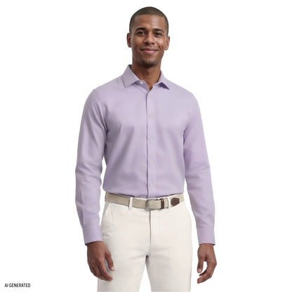 Izod ROYAL TEXTURE L/S BUTTON-DOWN DRESS SHIRT - PASTEL LILAC