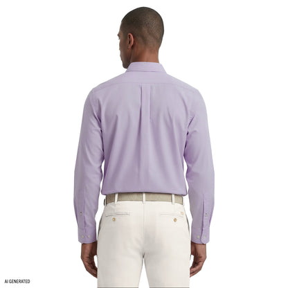 Izod ROYAL TEXTURE L/S BUTTON-DOWN DRESS SHIRT - PASTEL LILAC
