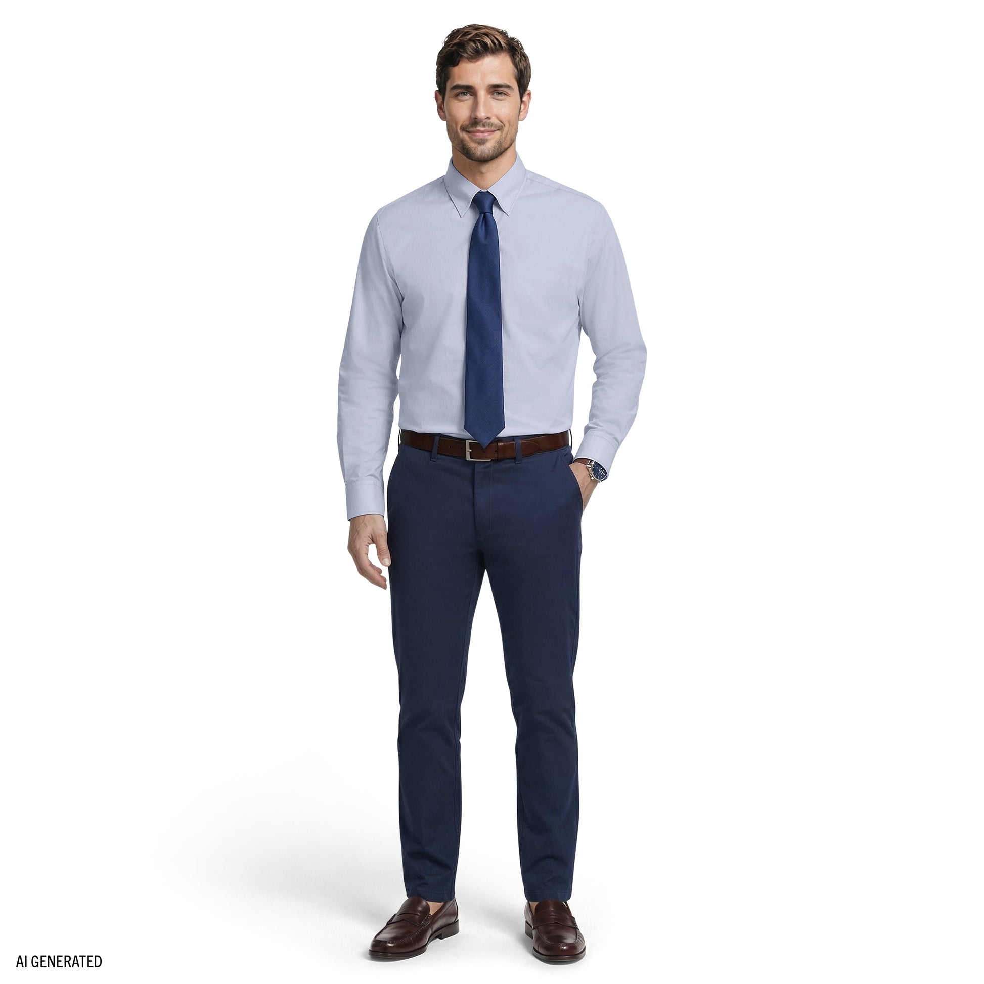 Izod ROYAL TEXTURE L/S BUTTON-DOWN DRESS SHIRT - CHAMBRAY BLUE