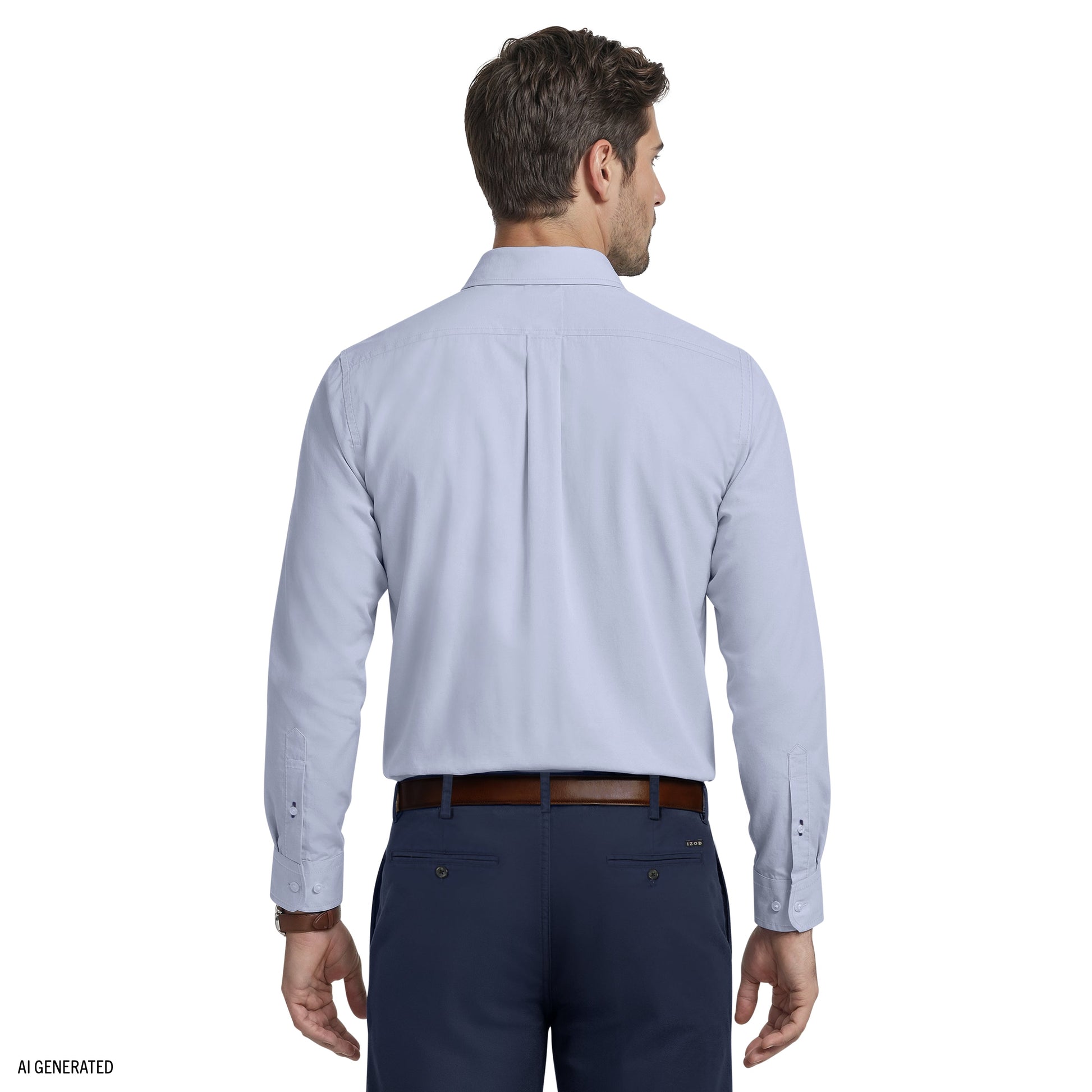 Izod ROYAL TEXTURE L/S BUTTON-DOWN DRESS SHIRT - CHAMBRAY BLUE