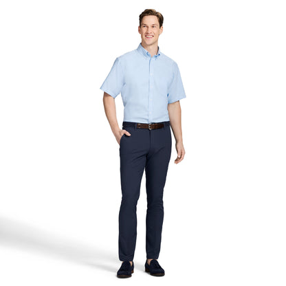 Izod ALL-OVER STRETCH S/S BUTTON-DOWN DRESS SHIRT - ALL ABOARD