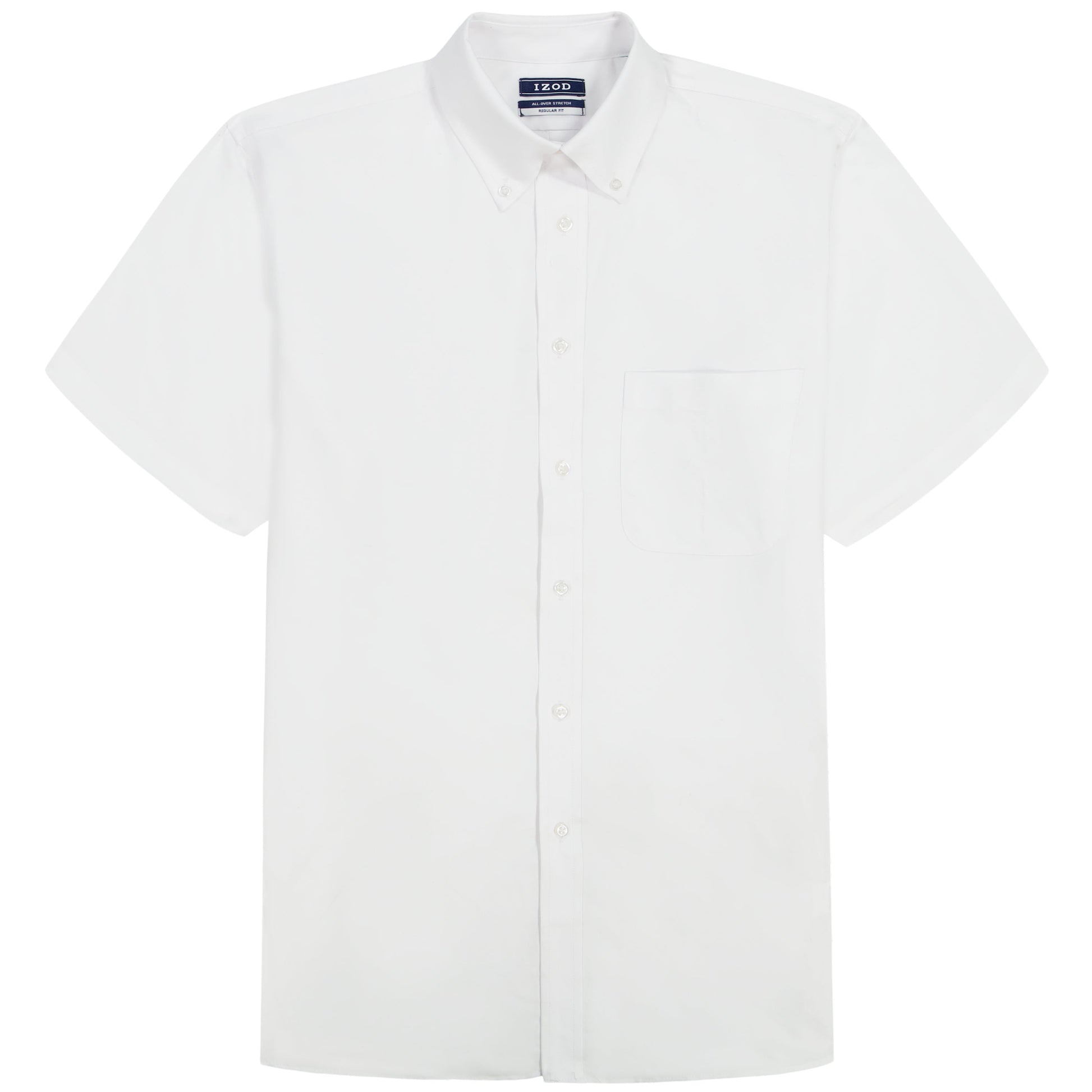 Izod ALL-OVER STRETCH S/S BUTTON-DOWN DRESS SHIRT - BRIGHT WHITE