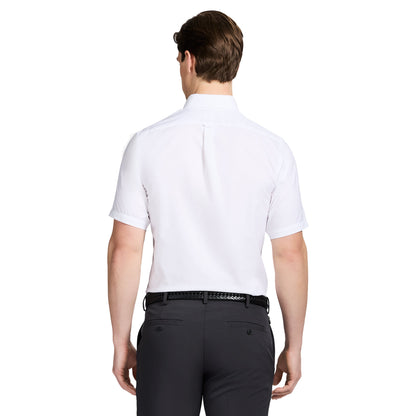 Izod ALL-OVER STRETCH S/S BUTTON-DOWN DRESS SHIRT - BRIGHT WHITE